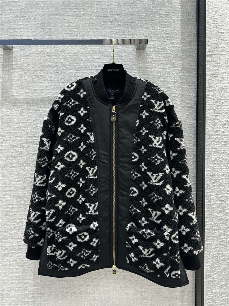 l0vis Vvtt0n lv black and white monogram plush jacket