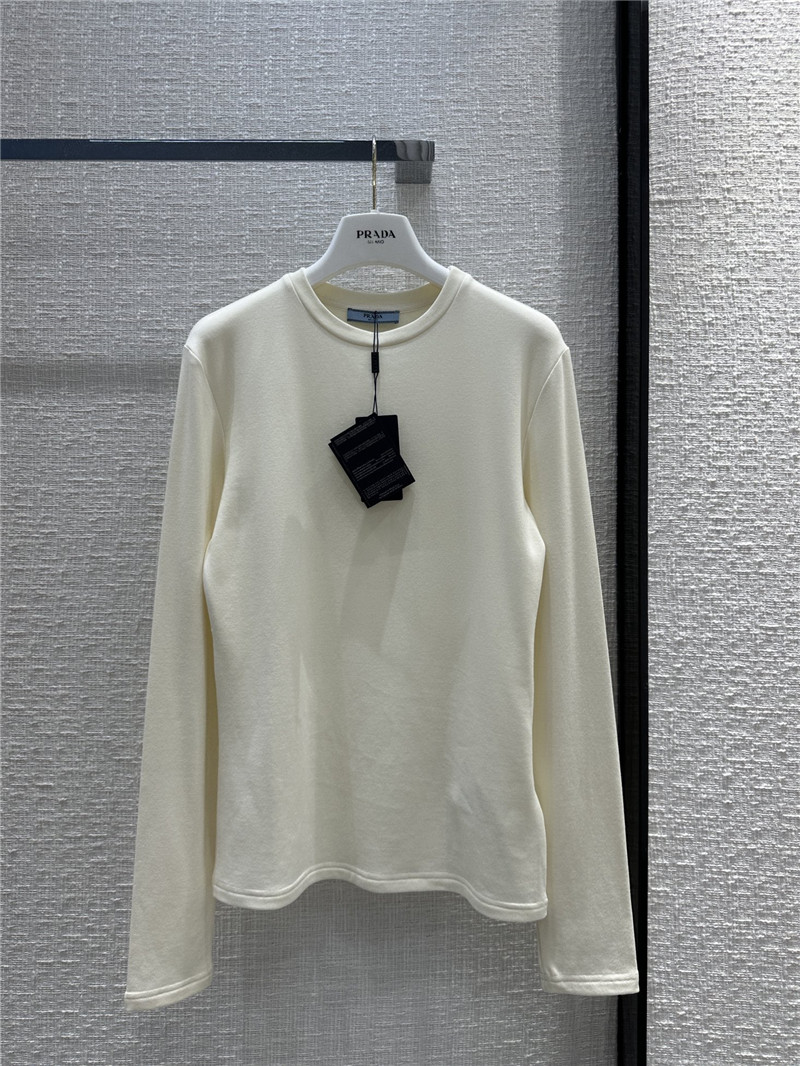 Pra*a triangle logo patch brushed base layer shirt