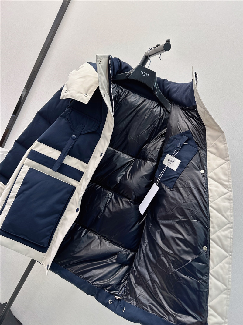 Ce1i*e new hooded stand collar work style down jacket