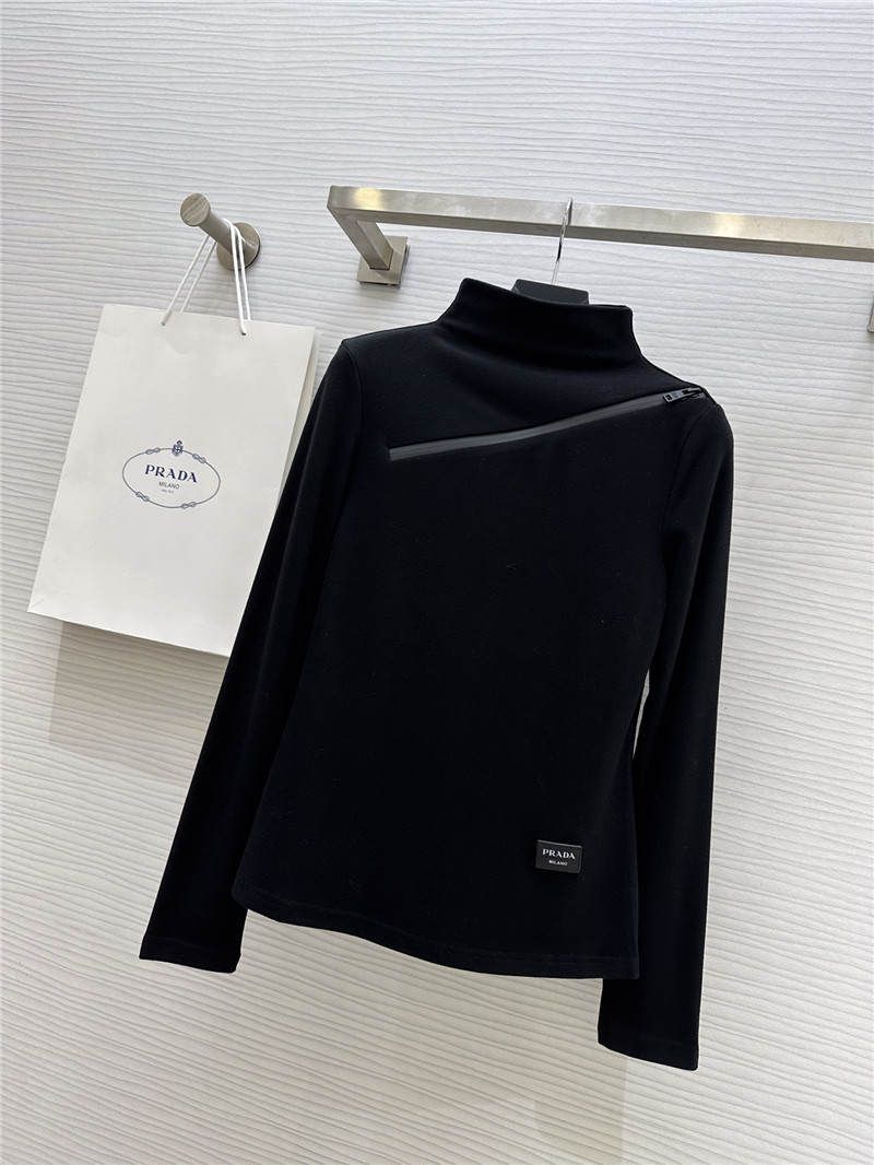 Pra*a classic logo stand collar bottoming shirt