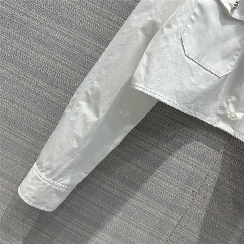 Pra*a party series rhinestone button design white shirt