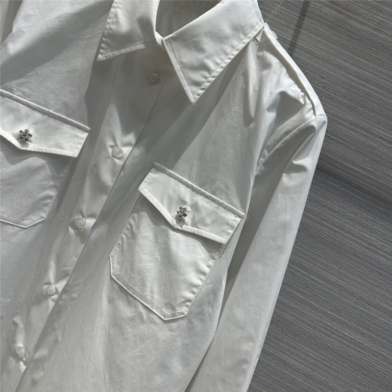 Pra*a white shirt dress with rhinestone buttons
