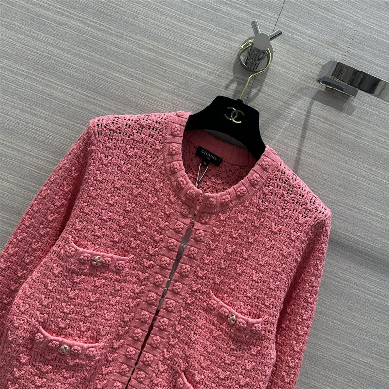 Ch**el hollow embossed braided cardigan