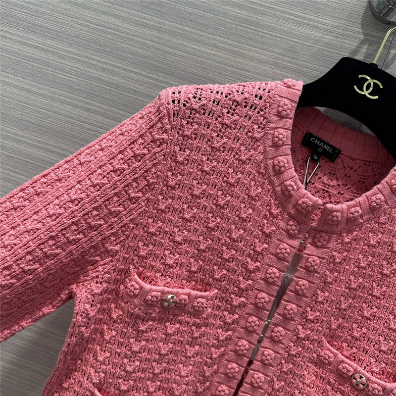 Ch**el hollow embossed braided cardigan