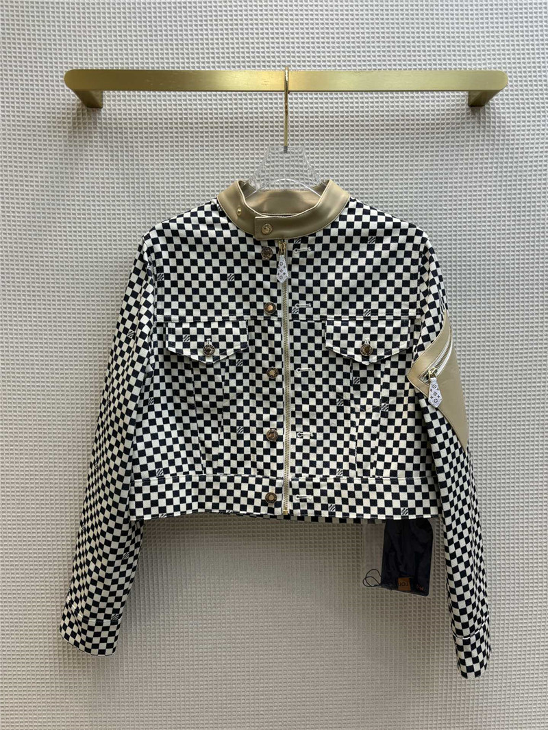 l0vis Vvtt0n lv stand collar checkerboard short jacket