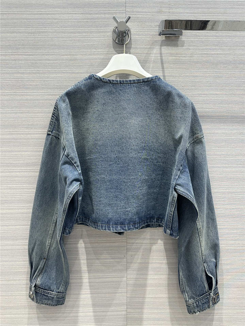 Pra*a work pocket enzyme washed nostalgic denim jacket