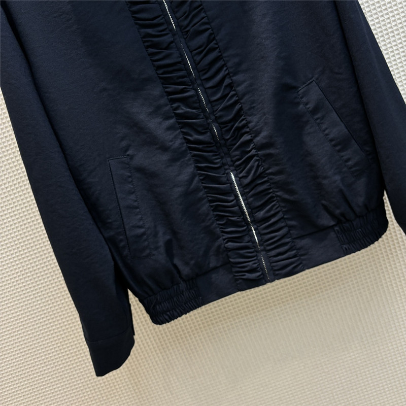 M1um1u stand collar silk cotton jacket