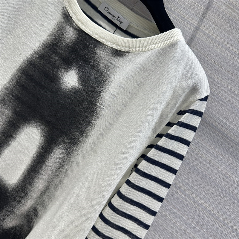 D10r navy eiffel tower tie-dye printed linen sweater