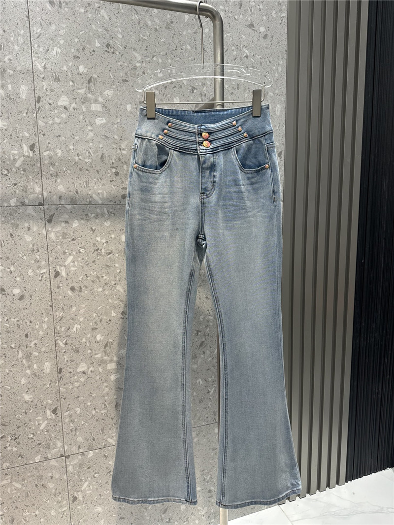 Ch**el high elastic two button retro spicy jeans