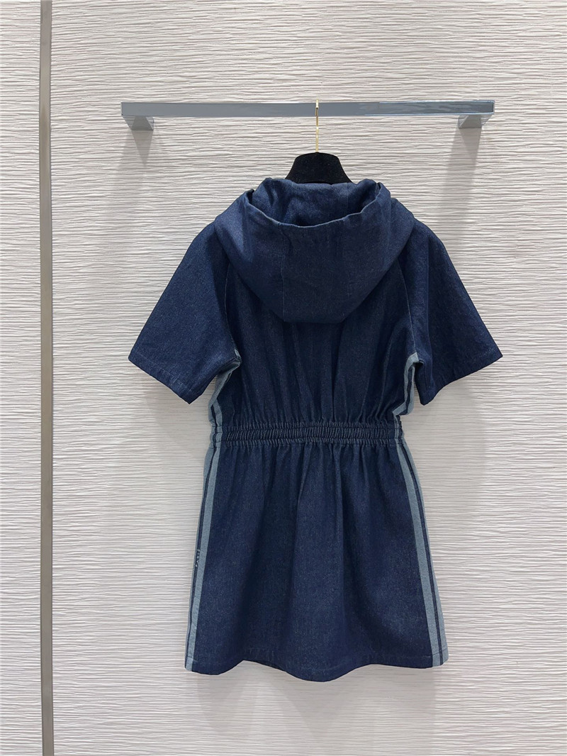 D10r retro denim hooded sweatshirt dress