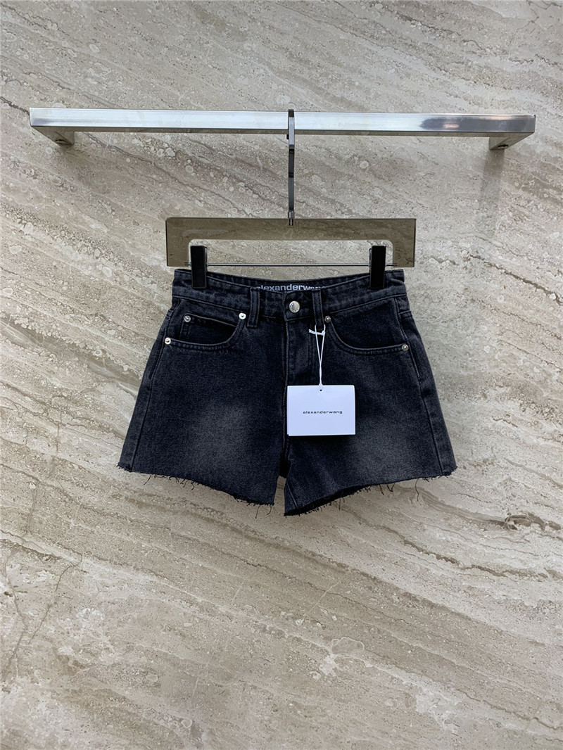 A1exa*der wang embossed lettering denim shorts
