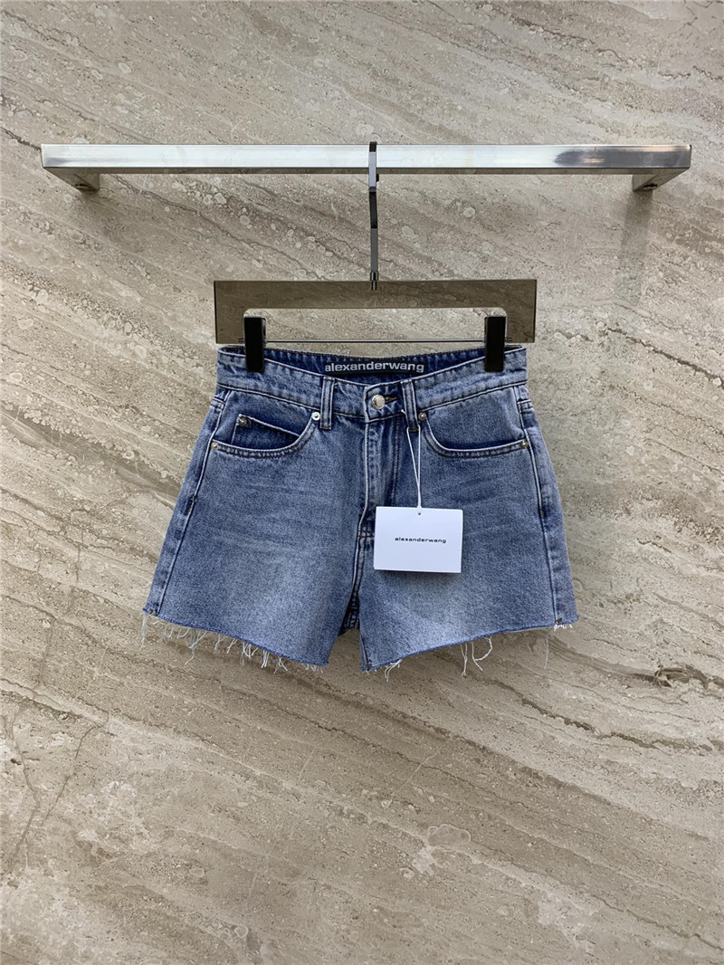 A1exa*der wang embossed lettering denim shorts