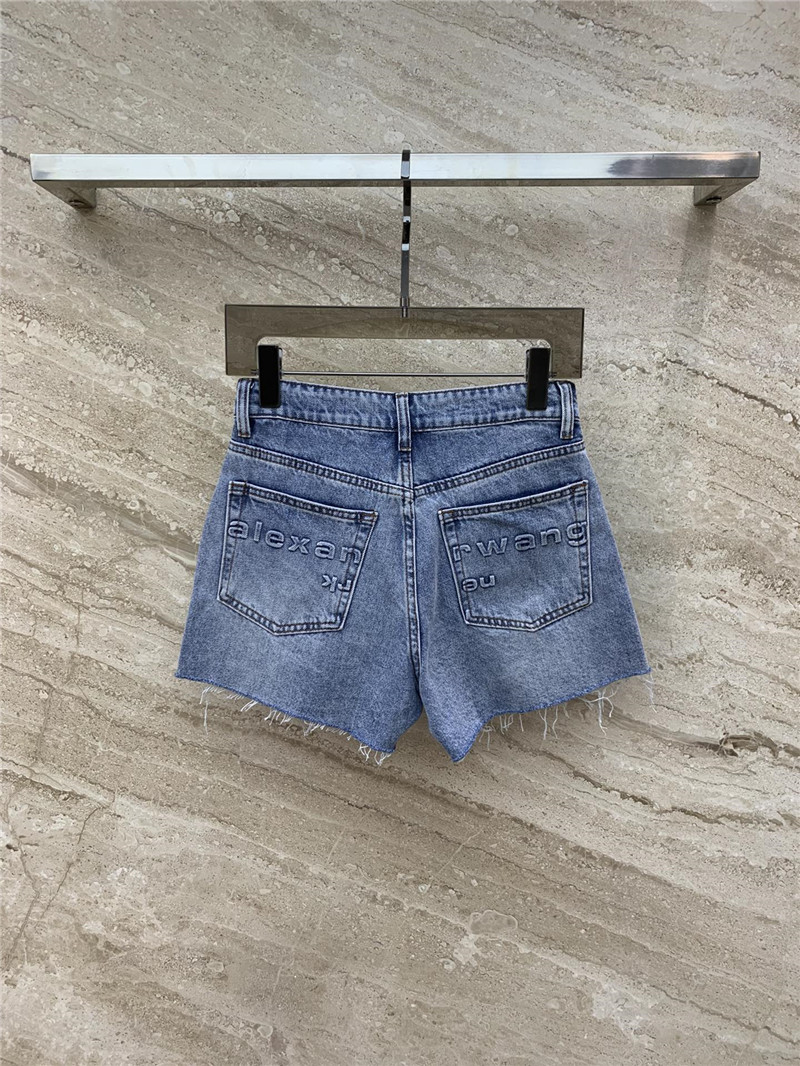 A1exa*der wang embossed lettering denim shorts