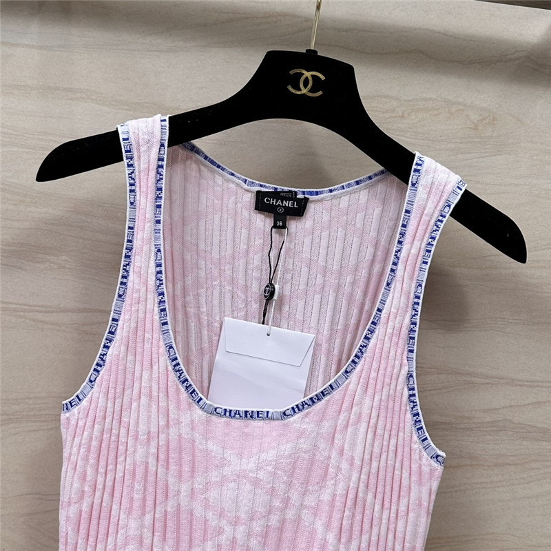 Ch**el letter crochet contrasting vest top