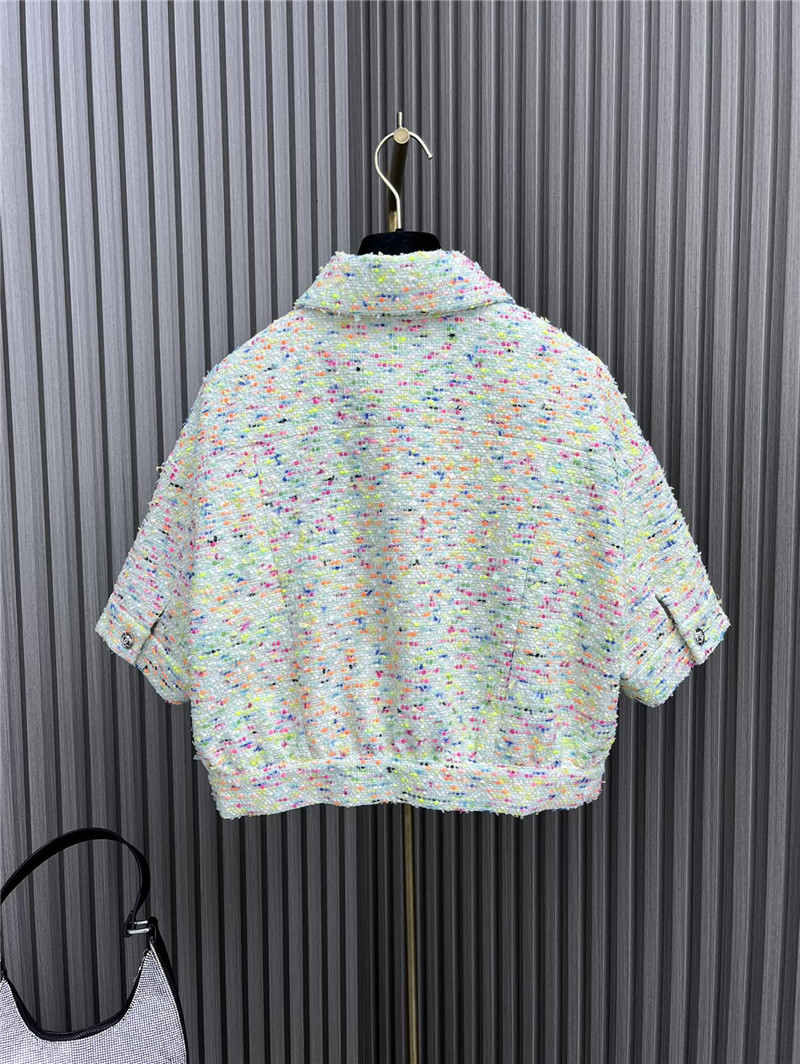 Ch**el floral brooch lapel short-sleeved jacket