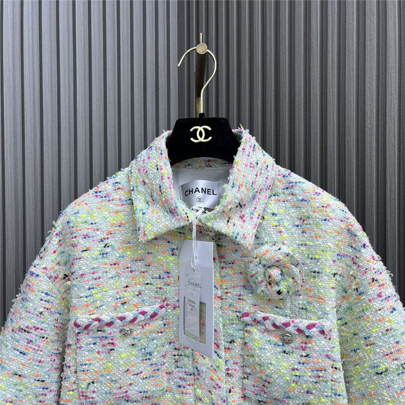 Ch**el floral brooch lapel short-sleeved jacket