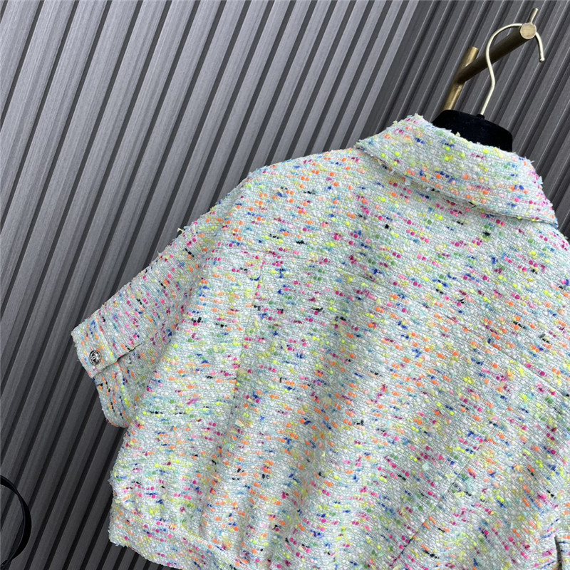 Ch**el floral brooch lapel short-sleeved jacket