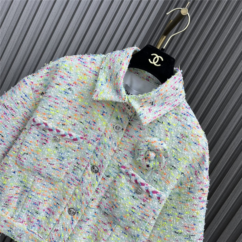 Ch**el floral brooch lapel short-sleeved jacket