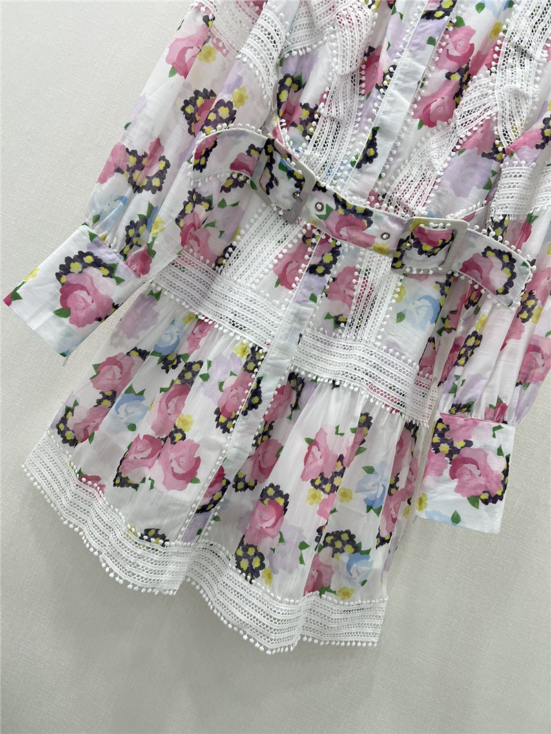 zimm printed patchwork belted slim dress