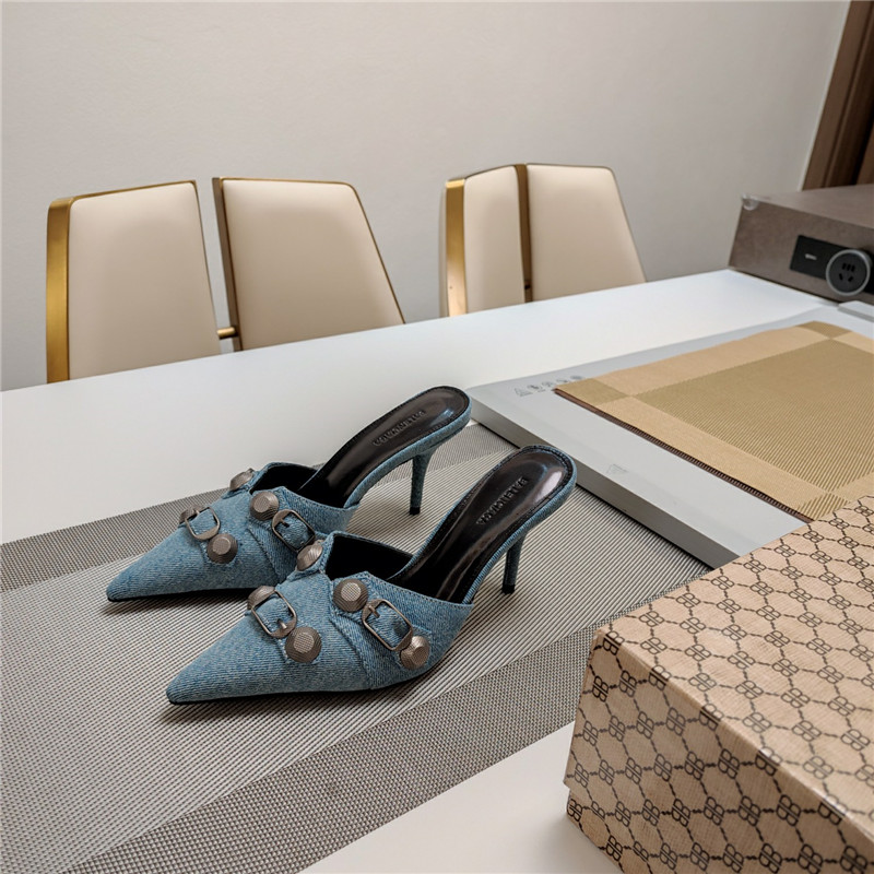 Ba1en*iaga washed denim new color rivet series high heels