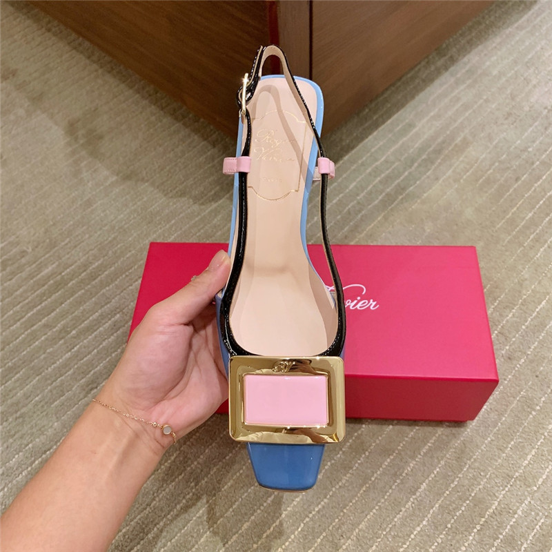 roger u1u1er new patent leather block heel sandals