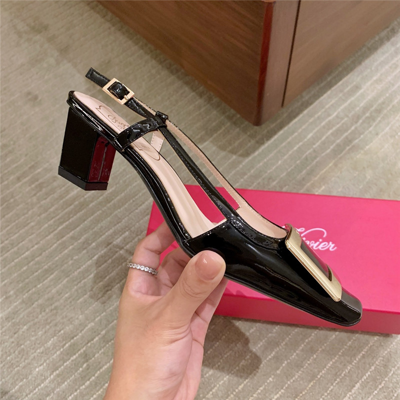 roger u1u1er new patent leather block heel sandals