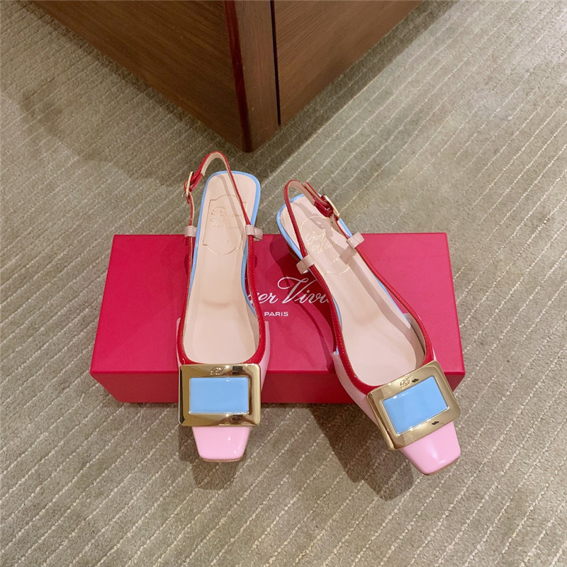 roger u1u1er new patent leather block heel sandals