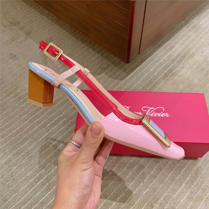 roger u1u1er new patent leather block heel sandals