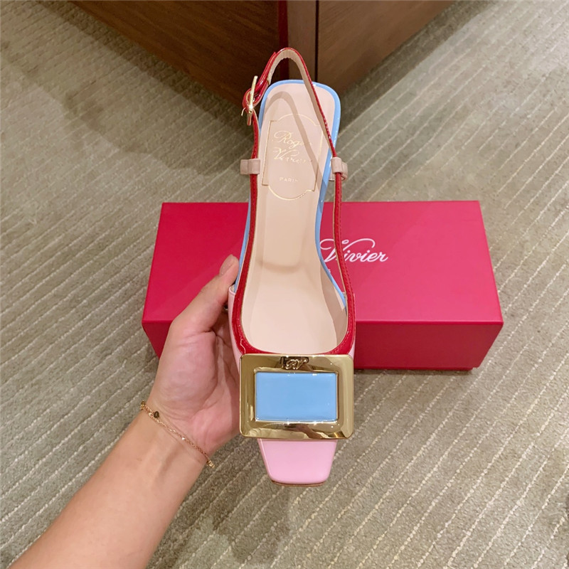 roger u1u1er new patent leather block heel sandals