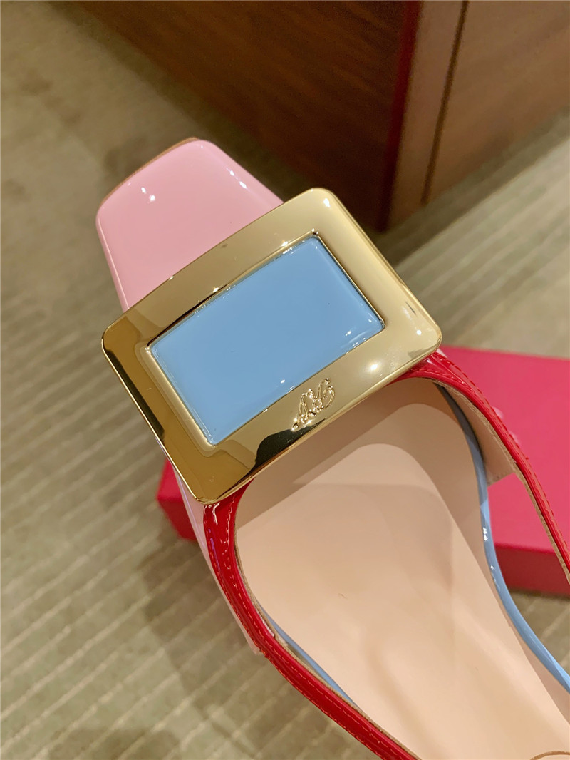 roger u1u1er new patent leather block heel sandals
