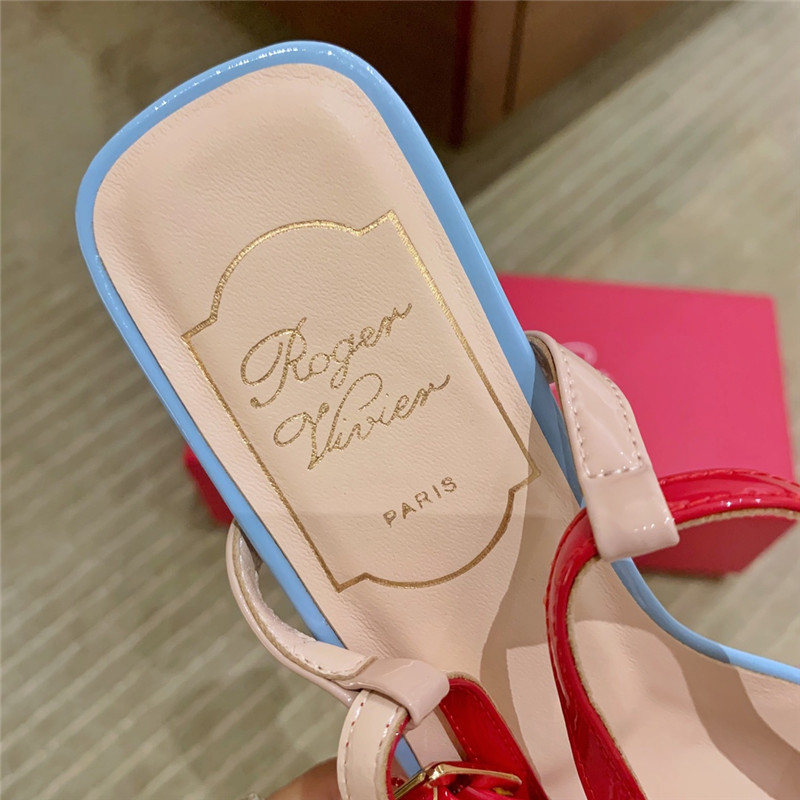 roger u1u1er new patent leather block heel sandals