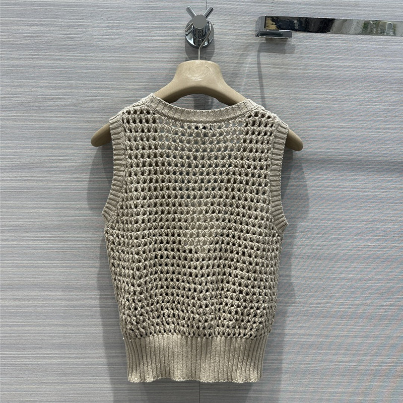 BC sequined cotton yarn round neck vest