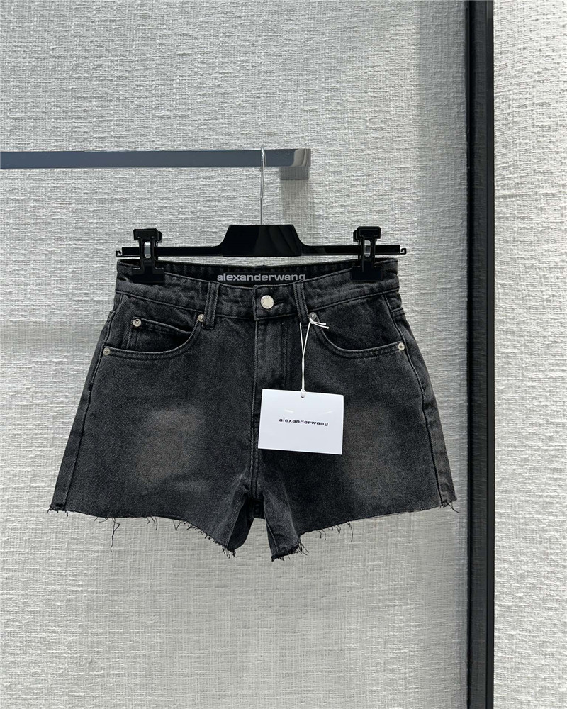 A1exa*der wang 3d embossed lettering denim shorts