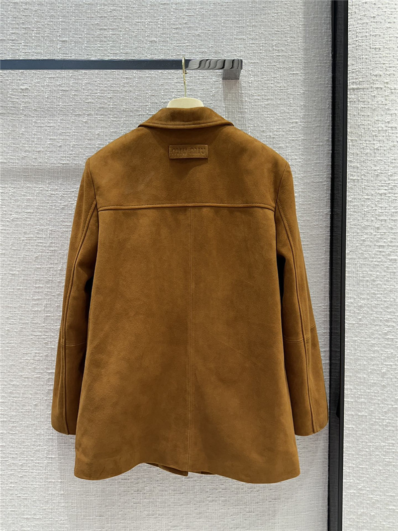 M1um1u suede hunting style four-pocket leather jacket