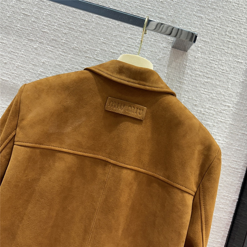 M1um1u suede hunting style four-pocket leather jacket