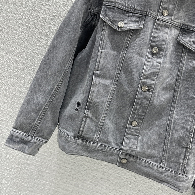 D10r eiffel tower printed washed denim jacket