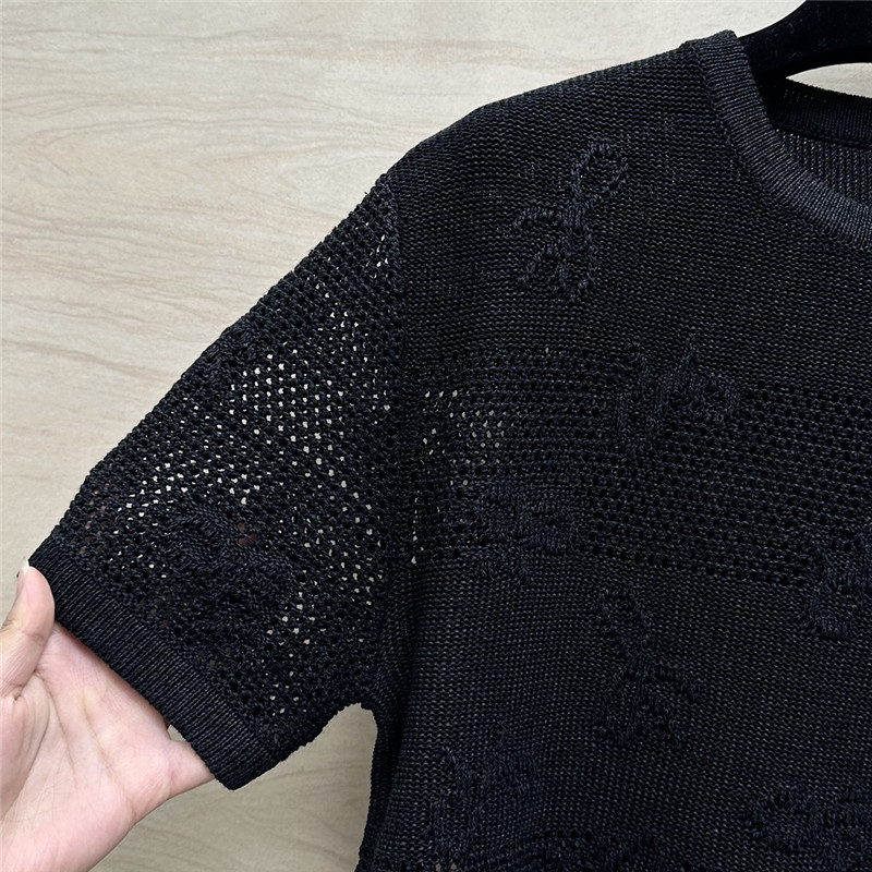 Ch**el bow crochet classic rhombus knitted top