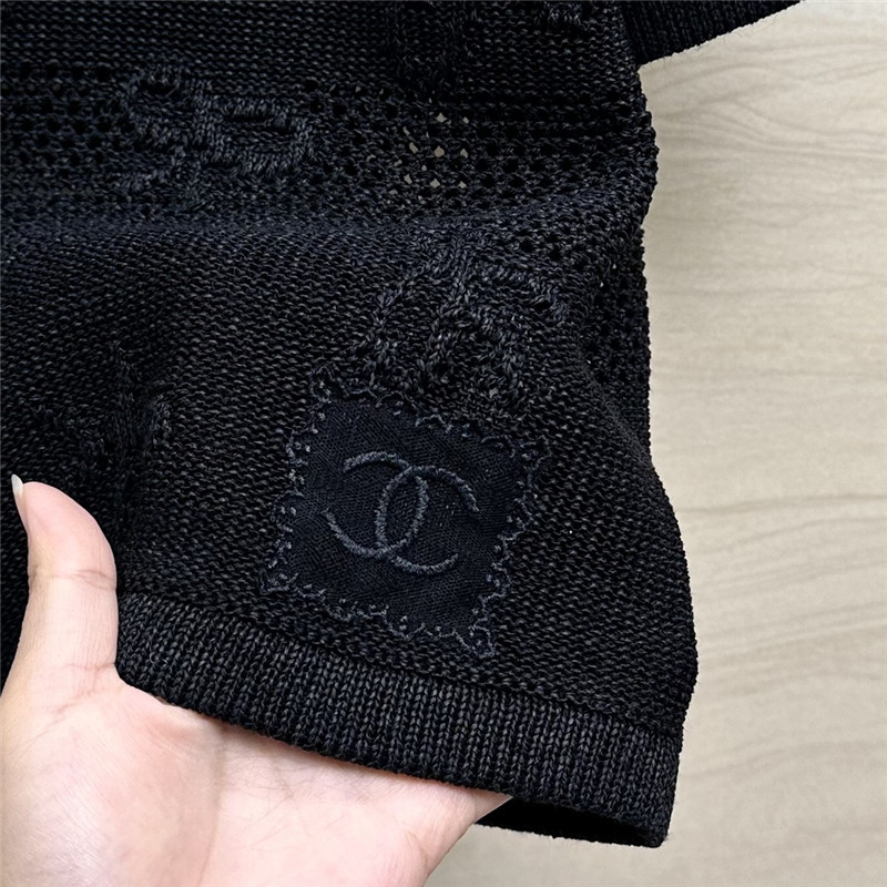 Ch**el bow crochet classic rhombus knitted top