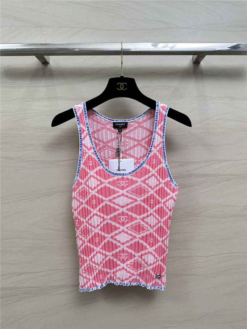 Ch**el lady style letter crochet contrast vest top
