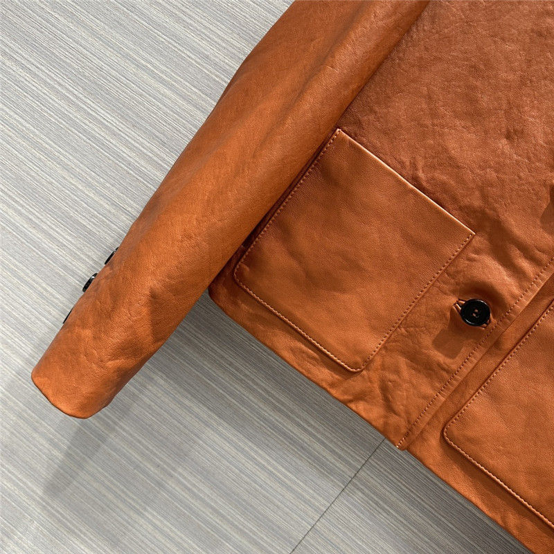 M1um1u preppy leather jacket