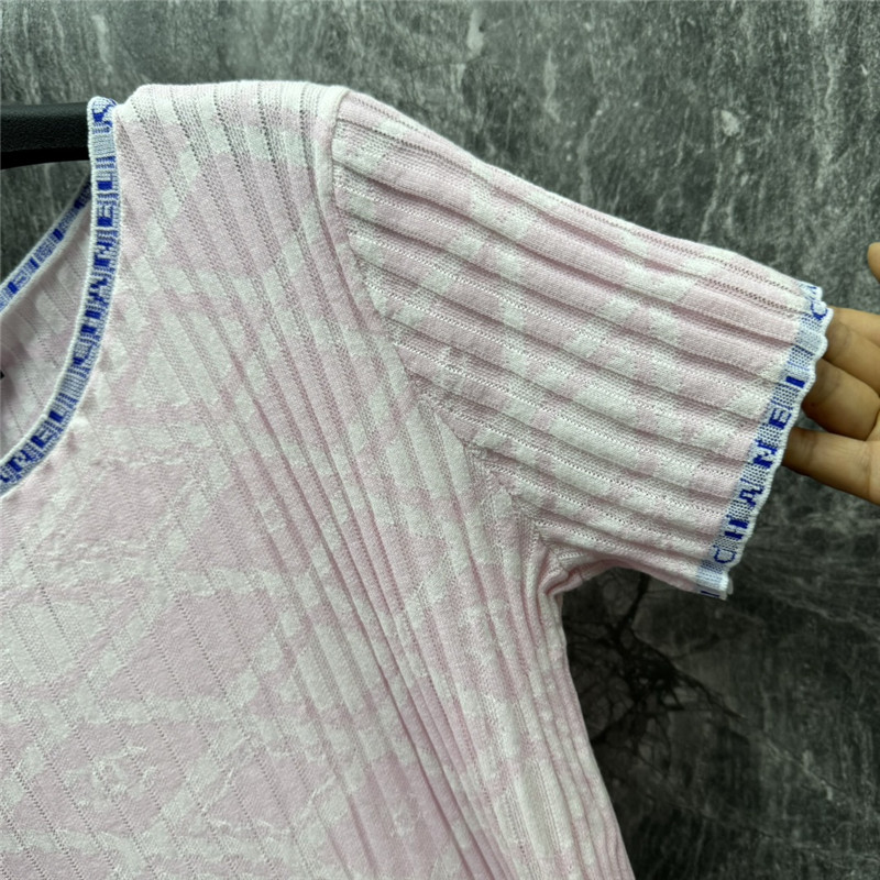 Ch**el logo knitted crew neck short-sleeved top