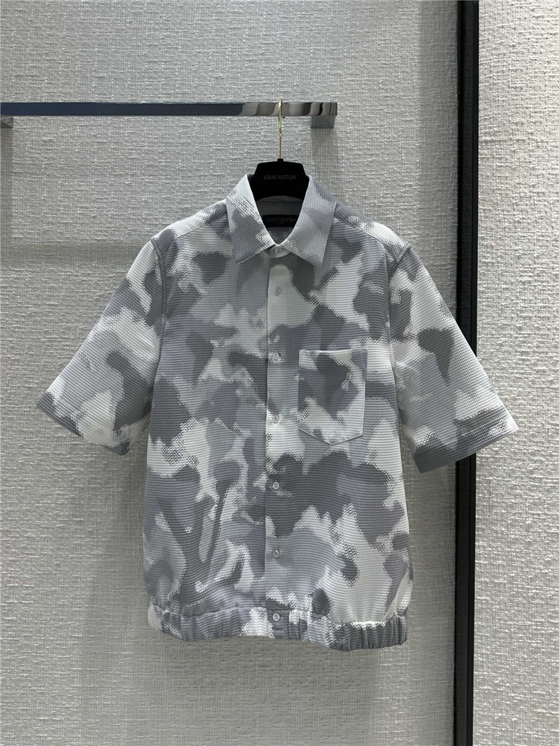 l0vis Vvtt0n lv printed honeycomb texture short-sleeved shirt