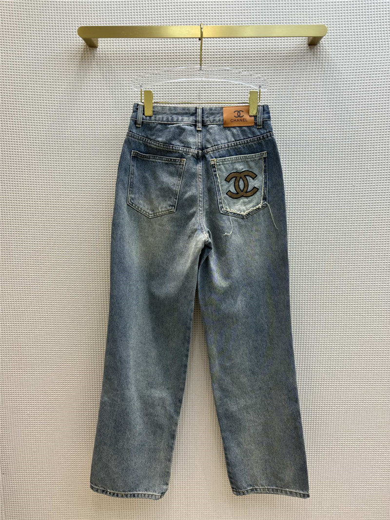 Ch**el embroidered back pocket jeans