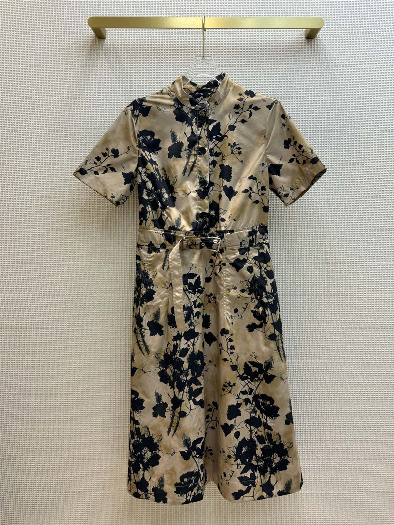 D10r french black floral print half-buttoned short-sleeved dress