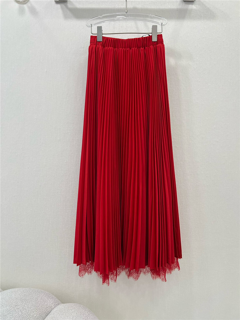 F**di patchwork lace long pleated skirt