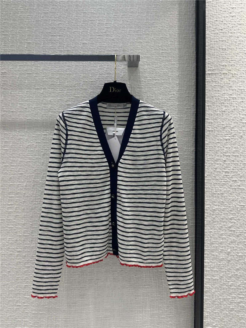 D10r strip linen knitted cardigan
