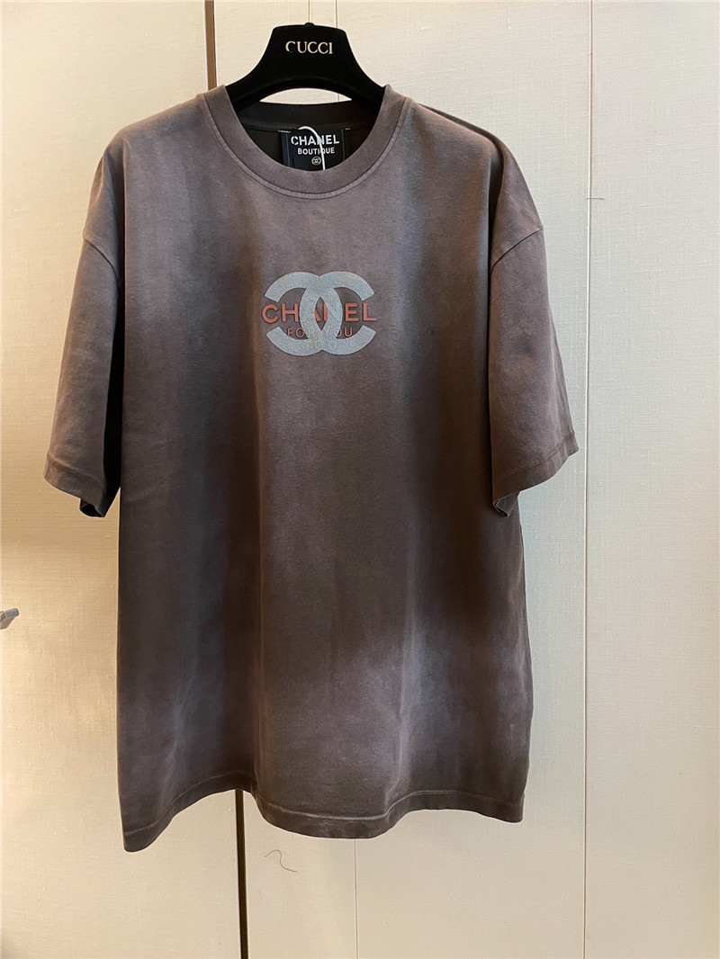 Ch**el distressed distressed short-sleeved replica clothing