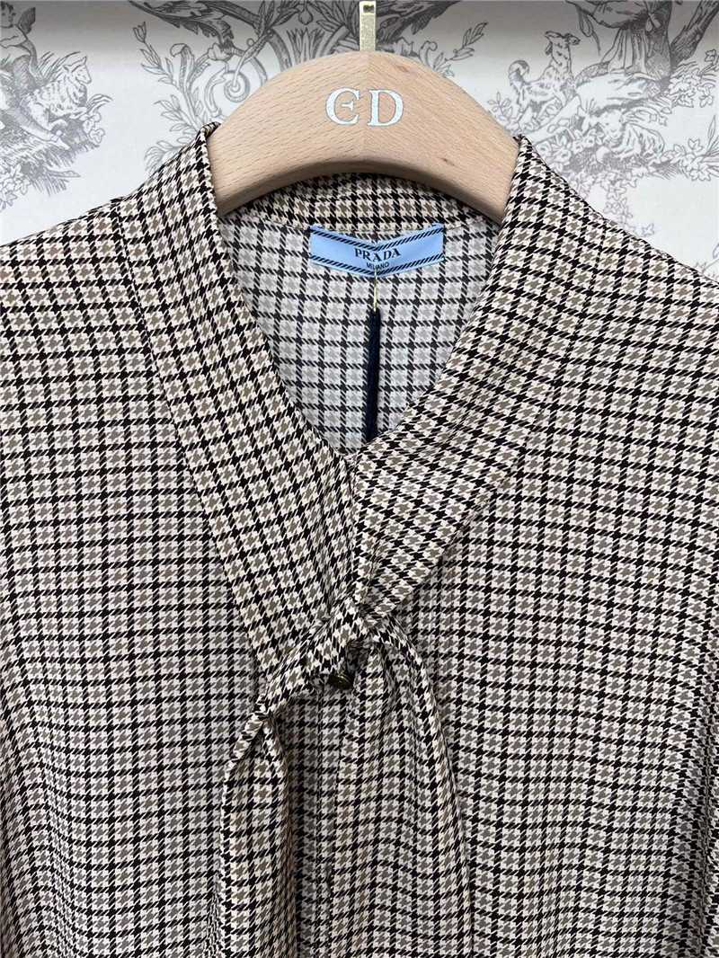 Pra*a silk ribbon shirt cheap replica designer clothes