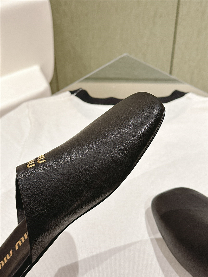 M1um1u small round toe mules slippers replica shoes