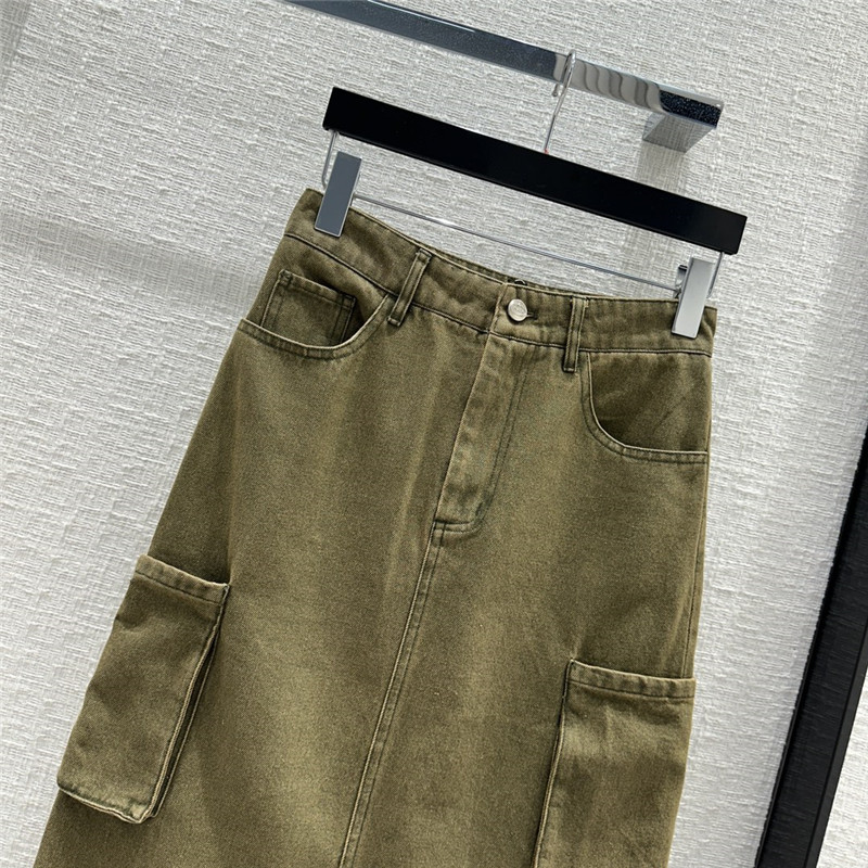 Pra*a vintage green cargo pocket skirt replica clothing sites